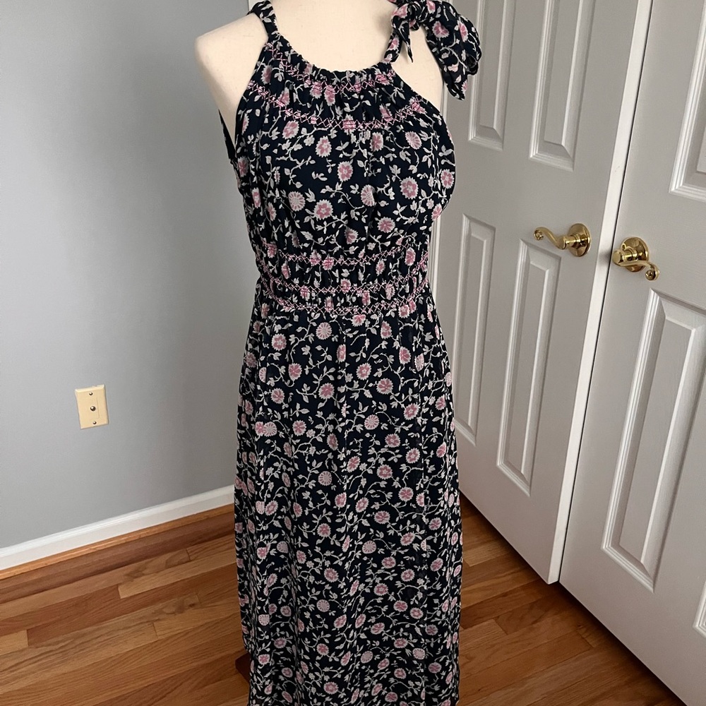 Whistles Pink and Blue Sundress with Halter Neckline and Sleeveless Design